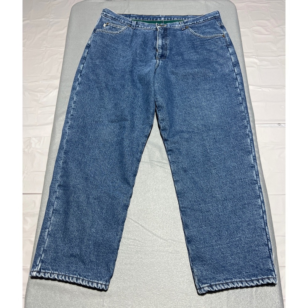 LL Bean Double L Relaxed Fit Fleece Lined Jeans Medium Wash Blue 40x29 Mens